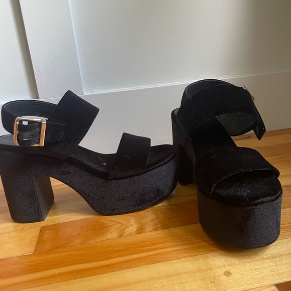 Jeffrey Campbell Shoes - Jeffrey Campbell velvet Strappy platforms - never worn!